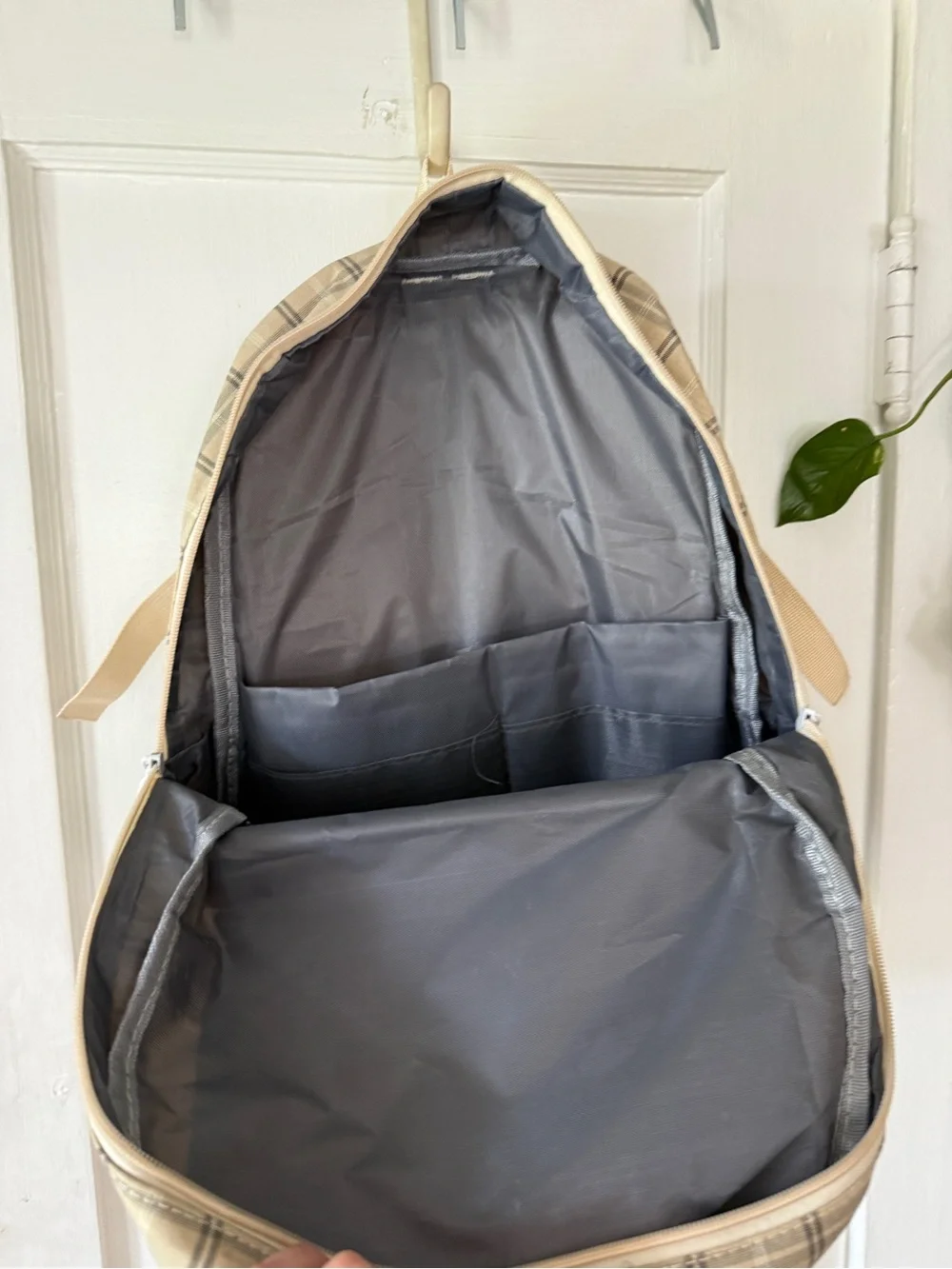 Beige Plaid FASHION Backpack